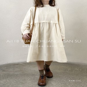 Χαλαρός σχεδιασμός Minimalist Stylish Τυχαία Χρώμα στερεού χρώματος Τυπωμένο βαμβάκι και λινό υπερμεγέθη προσαρμοσμένο 15587 Shirt Dresses