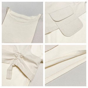 Χαλαρή σχεδίαση Μινιμαλιστικό στρογγυλό κολάρο Στυλ ραμμένο μανίκι Casual Μονόχρωμο βαμβακερό και λινό προσαρμοσμένο προσαρμοσμέ...