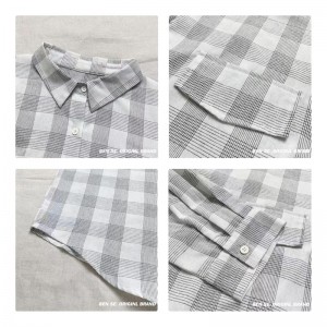 Χαλαρός σχεδιασμός Minimalist Stilish Casual Solid color Striped Ocked overzed vox 17799 Loose Checked Shirt