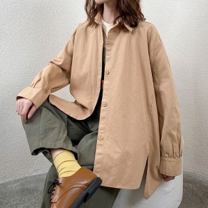 Χαλαρός σχεδιασμός Minimalist Stylist Casual Solid color Striped locked overzed vox 17757 Loose Shirt