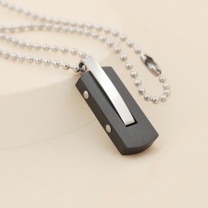 Χονδρικό κολιέ από ανοξείδωτο χάλυβα δίχρωμο μενταγιόν