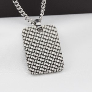 Στιλ Άνδρες από ανοξείδωτο ατσάλι (ΣτΜ: Engrable Dog Tag Pendant) με το κολάρο τύπου Cubic Zirconia Stone Fence