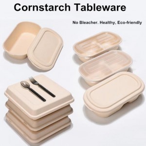 Biograble Food Packaging CornαμύllPacking Box Φαγητό σύνθετο μικροκυματικό Clamshall Take Out Food Containers
