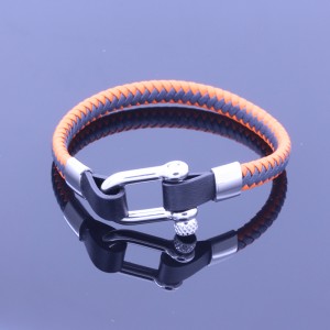 Braded Leather Bracelet Womens Bracelet Stainless Steel Writband