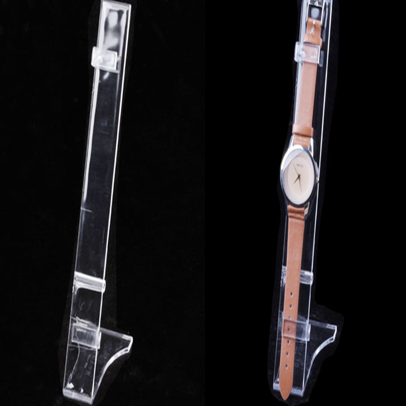 TMJ PP- 587 Clear Acrylic Single Watch Displayer Curved Plastic Wrist Watch Survices Stands