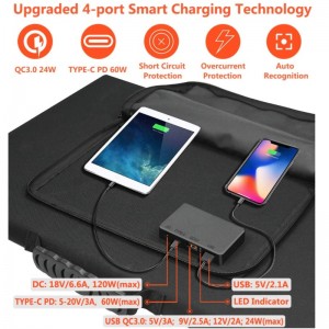 120W σάκος αναδίπλωσης ηλιακής ενέργειας