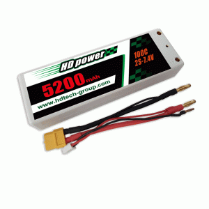HD POWER 5200mAh 100C 2S 7.4V Σκληρή μπαταρία LiPO