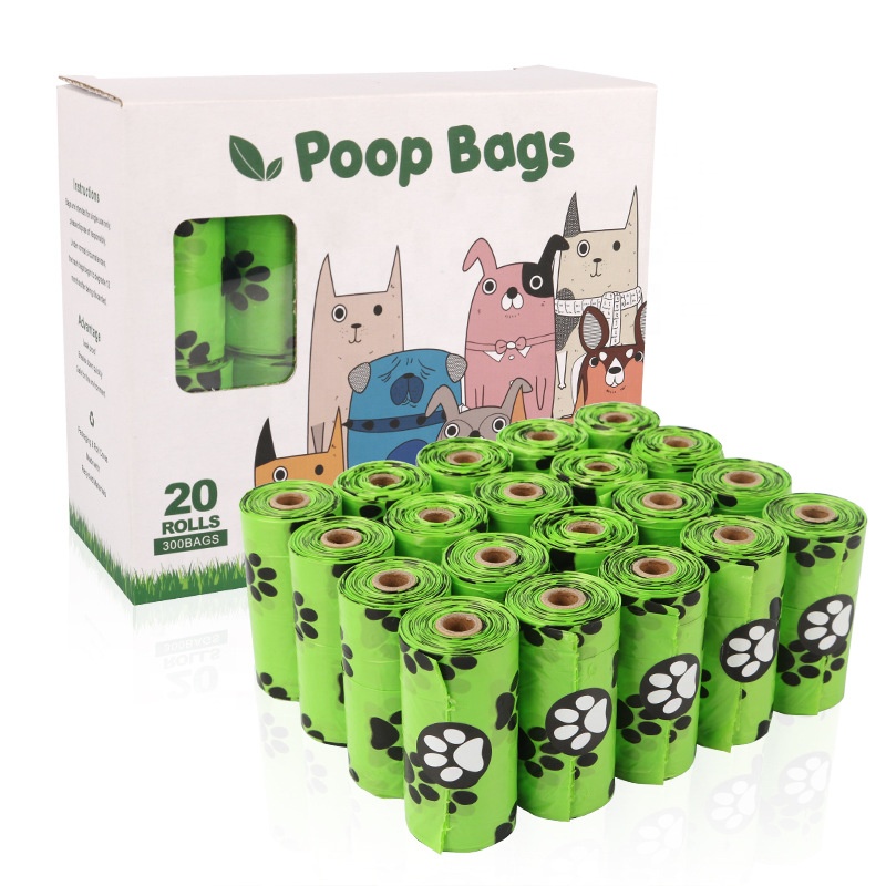 100% βιοαποικοδομήσιμες τσάντες απορριμμάτων σκύλου λιπασματοποιήσιμες τσάντες σκύλου με διανομέα