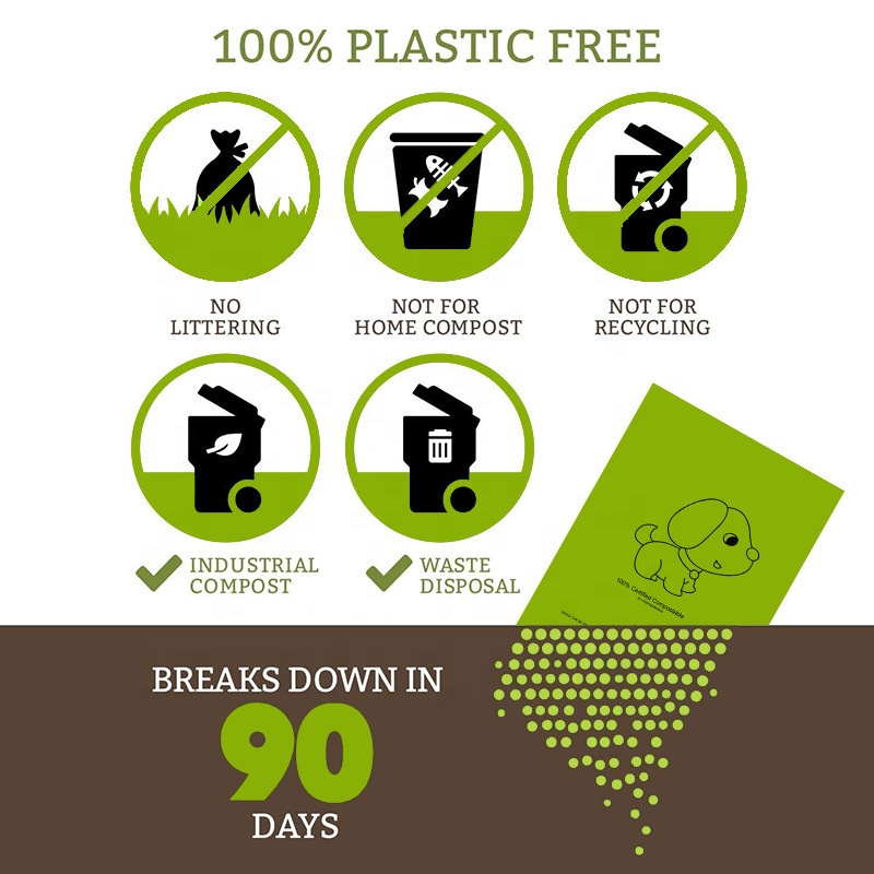 Ολόκληρο το εμπόριο Compostal Disposable Pet Poop Bags Eco Friendly Dog Poop Bags Cornqually Βιοαποικοδομήσιμες σακούλες