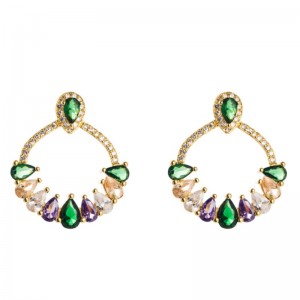 Ευρωπαϊκή και αμερικανική προσωπικότητα Ορειχάλκινα σκουλαρίκια ΘΕΡΜΑΤΙΝΙΑ Γυναικεία σκουλαρίκια Μικρο-ένθετο χρώμα Ζιργκόν Σ...