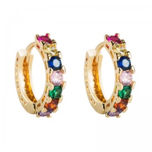 Κορεάτικα κοσμήματα μόδας ορείχαλκο μικρο-ένθετο ζιργκόν σκουλαρίκια θηλυκό ins ευρωπαϊκό και αμερικανικό ταμπεραμέντο C-σχήμα σ...