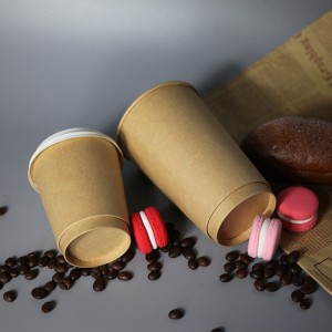 500 ml pe/pla επένδυση διπλού τοίχου χαρτιού χαρτιού 16 oz-kraft