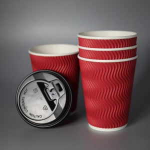 8oz 12oz 16oz Προσαρμοσμένα κύπελλα χαρτιού σχεδιασμού μίας χρήσης εκτυπωμένο χαρτί διπλό τοίχο κύπελλα καφέ