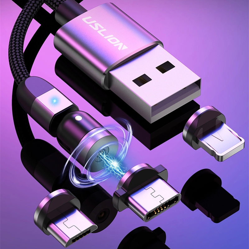 2ο ΓΕΝ 540 Περιστροφή Micro USB Τύπος C Μαγνητικό καλώδιο φόρτισης Νάιλον πλεγμένο μαγνητικό καλώδιο USB χρέωσης