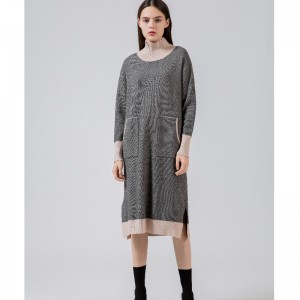 Μοντέρνο τάση casual joker πλεκτό hemp υψηλό κολάρο φόρεμα 68017#