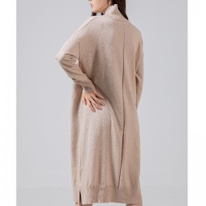 Μόδα τάση αναψυχή Τζόκερ Βασικά πλεκτά φόρεμα με ψηλό λαιμό 68033#