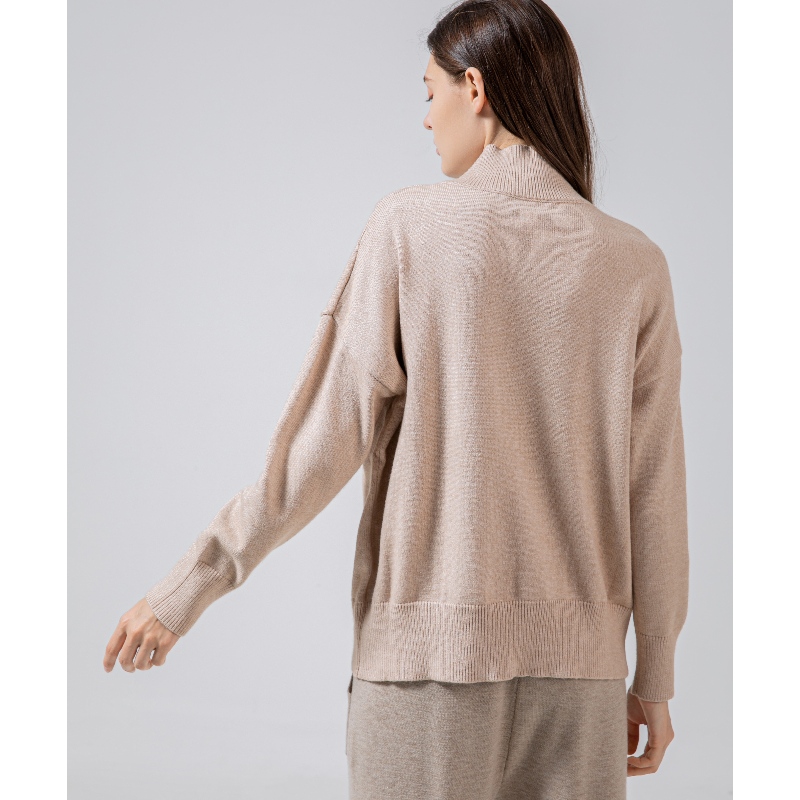 Μοντέρνα τάση casual joker Ίδρυμα υψηλό λαιμό knit split single top 68038#