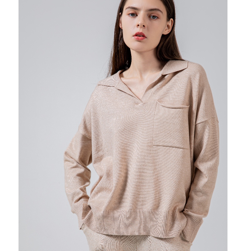 Μοντέρνα τάση Απλή αναψυχή Joker Βασική Lapel Knit Single Jacket 68057#