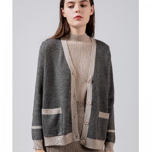 Μοντέρνα τάση casual joker weave hemp knit μικρό παλτό 69012#