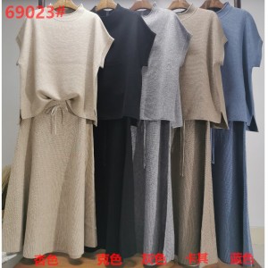 Μόδα casual ευέλικτη πλεκτό φούστα ομπρέλα σύνολο δύο τεμαχίων 69023#