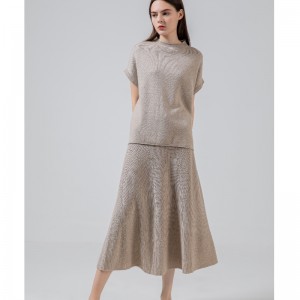 Μόδα casual ευέλικτη πλεκτό φούστα ομπρέλα σύνολο δύο τεμαχίων 69023#