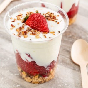 Βιοαποικοδομήσιμο PLA διαυγές πλαστικό φλιτζάνι με καπάκι