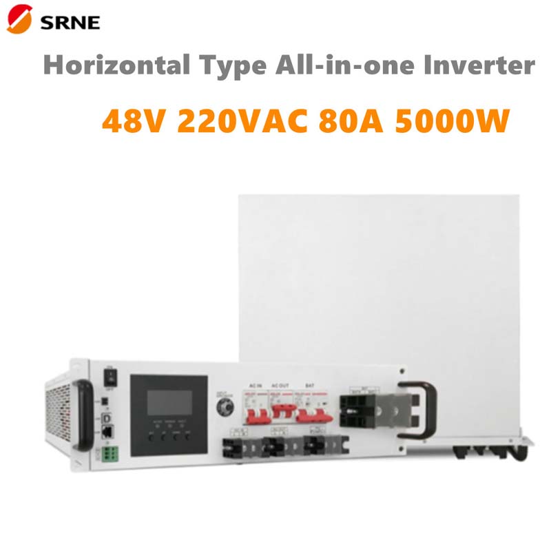 Srne 5000W all-in-one mppt υβριδικό ηλιακό φορτίο μετατροπέα οριζόντια 48V 220vac καθαρό ημιτονοειδές κύμα 80a max pv 145V off-grid inverter