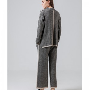 Μοντέρνα περιστασιακά απλά είδη μαλλιού πλεκτά δύο κομμάτια με ένα σύνολο από κολάρο γραμμής 69055#