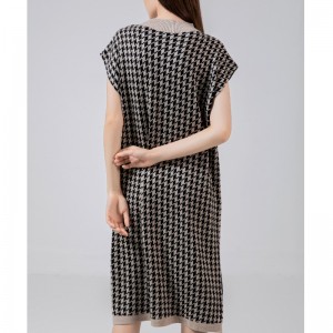 Μοντέρνο περιστασιακό απλό μαλλί πουλόβερ χιλιάδες θήκες πουλιών μισό υψηλό κολάρο γιλέκο φόρεμα 69065#