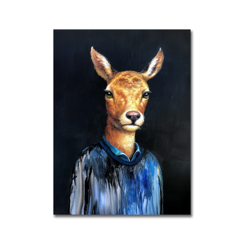 100% χειροποίητο πετρέλαιο ζωγραφική ζώων σπίτι διακόσμηση αφηρημένη σύγχρονη εργασία τέχνης καμβά