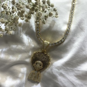 Zircon στερεό εκρηκτικό κεφάλι hip hop κολιέ hip hop