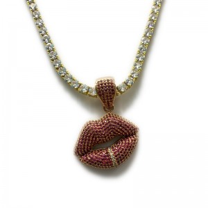 Sexy κόκκινο χείλος ένθετο κολιέ