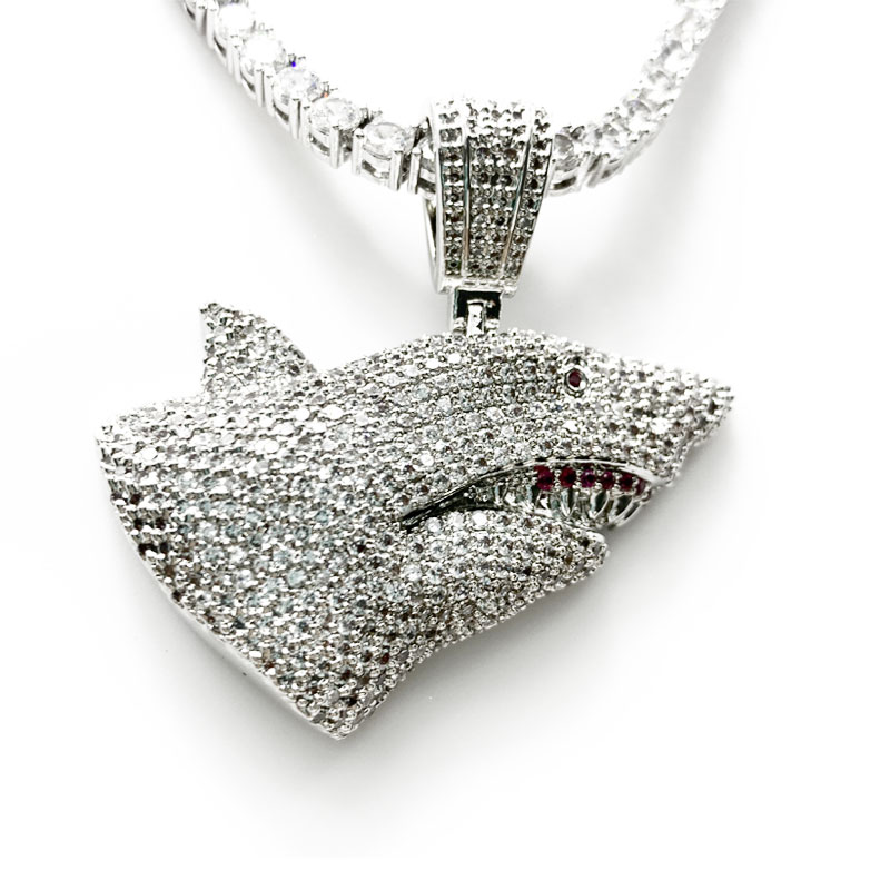 Ζεστό πώλησης μόδας πολυτελείας κοσμήματος διαμάντι καρχαρία Hip hop κολιέ
