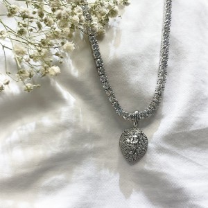 Πραγματικό επιχρυσωμένο εξατομικευμένο hip hop χάλκινο κρεμαστό κόσμημα κεφάλι λιονταριού με κολιέ κουβανικής αλυσίδας (μικρό)