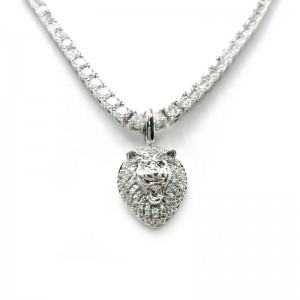 Πραγματικό επιχρυσωμένο εξατομικευμένο hip hop χάλκινο κρεμαστό κόσμημα κεφάλι λιονταριού με κολιέ κουβανικής αλυσίδας (μικρό)