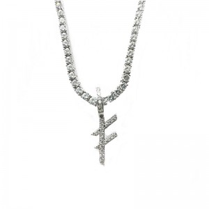 Κοσμήματα υψηλής ποιότητας προσαρμοσμένο όνομα Ασημένια γράμματα Κολιέ μενταγιόν γοητεία με ασημένια αλυσίδα τένις