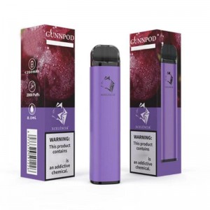 Gunnpod 2000 puffs pre-γεμάτο μίας χρήσης vape 1250mAh μπαταρία e τσιγάρο Deivce 18350 8ml εκκίνησης εκκίνησης ατέρμονα vs elf bar 20 flavs στυλό pod ρουφη