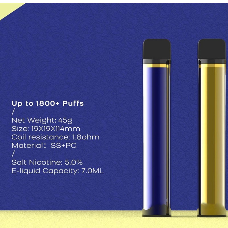XXL μίας χρήσης Pod Τσιγάρα 1800 Puffs Προετοιμασία Pen Pen 7ml Cartridges 950mAh e-τσιγάρα