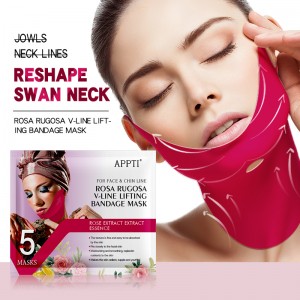 Appti Rose Rugosa V-Line Lift Laying Μάσκα Bandage Μάσκα πρόσωπο αδυνάτισμα ιμάντα Ομορφιά Διπλό πηγούνι μειωτήρας Hydrogel Μάσκα προσώπου για να σηκώσε...