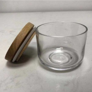 Clear Glass Food Storage Contister Color Collection με αέρα σφιχτό ξύλινο καπάκι