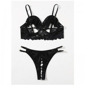 Νέο καυτό μόδα μαύρο κοίλο έξω δαντέλα πλέγμα γυναικών μίνι φόρεμα σέξι lingeri