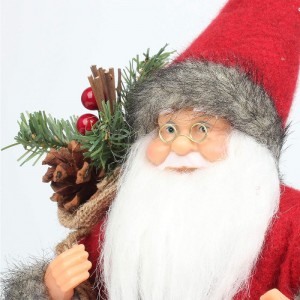 14inch στέκεται κόκκινο Santa Claus στολίδι διακόσμηση ειδώλιο με λάμπα λαδιού και κουκουνάρι σε τσάντα Χριστουγεννιάτικο φεστιβάλ διακ...