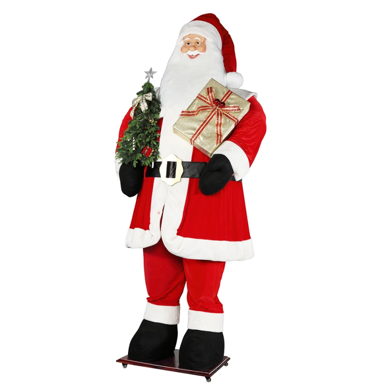 3,8 εκατομμύρια Big Christmas Santa Claus με δέντρο και δώρο τσάντα οδήγησε φως άνοδο και κάτω δείχνουν έκθεση διακόσμηση διακοπών φεστιβάλ πολυτέλεια