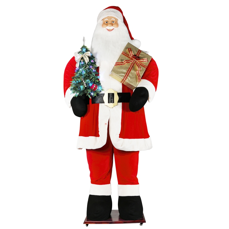3,8 εκατομμύρια Big Christmas Santa Claus με δέντρο και δώρο τσάντα οδήγησε φως άνοδο και κάτω δείχνουν έκθεση διακόσμηση διακοπών φεστιβάλ πολυτέλεια