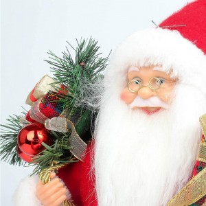 14inch στέκεται κόκκινο Χριστούγεννα Santa Claus ειδώλιο με κουτί δώρου πεύκο βελόνα πλαστικό παραδοσιακή διακόσμηση διακοσμήσεων διακ...