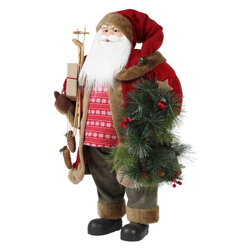 30 ~ 110cm Χριστούγεννα στέκεται Άγιος Βασίλης με στεφάνι διακοσμητικό διακοσμητικό παραδοσιακό ειδώλιο συλλογή Χριστουγέννων