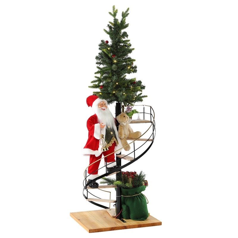 60cm Χριστουγεννιάτικη σκάλα Santa Claus με φωτισμό Μουσικό διακοσμητικό διακοσμητικό φεστιβάλ διακοπών ειδώλιο συλλογή