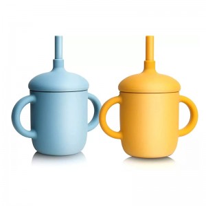 Χονδρικό εμπόριο 100% φλιτζάνι σιλικόνης τροφίμων, Κύπελλα κατάρτισης με καλαμάκια για βρέφη