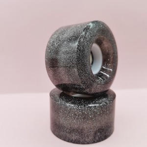 Προσαρμοσμένες quad skate τροχούς διαφανή PU σκόνη glitter με LED