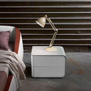 καφέ δερμάτινο νυχτερινό περίπτερο μίνι μικρό μοντέρνο πολυτελές στρογγυλό κομοδίνο